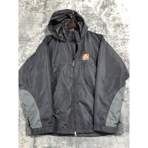 Storm Creek Mens XL Black Grey Hooded Windbreaker Jacket Attenex Advantage Lined